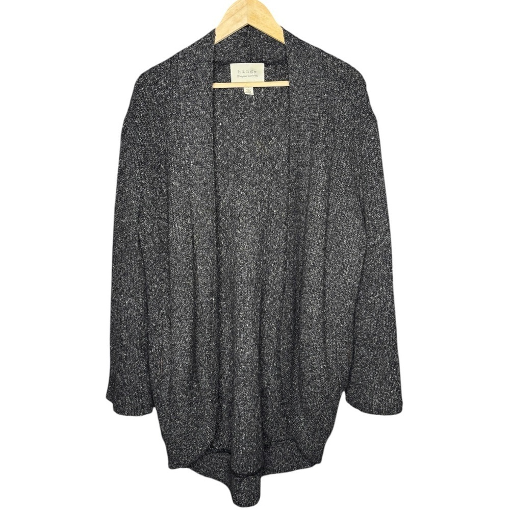 Hinge Open Front Gray Knit Cardigan Sweater Size L